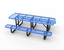 LifeYard Heavy Duty 8' KD Rectangular Metal Picnic Table with 3 Legs, 96" L x 62" W, Expanded Metal (Blue)