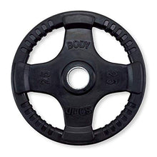 Body-Solid Quad Grip Design Rubber Plate Olympic Weight Plates 255lbs Set Black