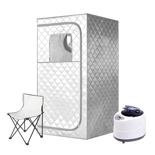TT-YEL Double Large Steam Sauna Room with Steam Machine, Folding Chair and Remote Control, Family Full Body SPA Sauna Tent, Timer, 9-Speed Adjustment, Foldable Sauna Box,B Single