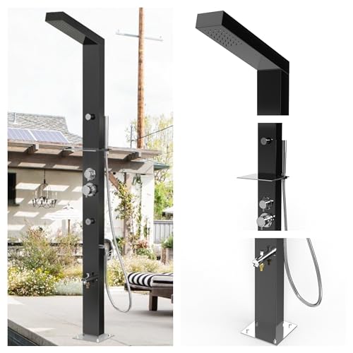 No Worries Products Outdoor Shower Panel Black 316 Stainless Steel