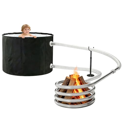Deehouve Foldable Wood-Fired Outdoor Bathtub, Non-Inflatable & Portable Pool/Bathtub 2-in-1 Bath & BBQ Family Outdoor Use (black)
