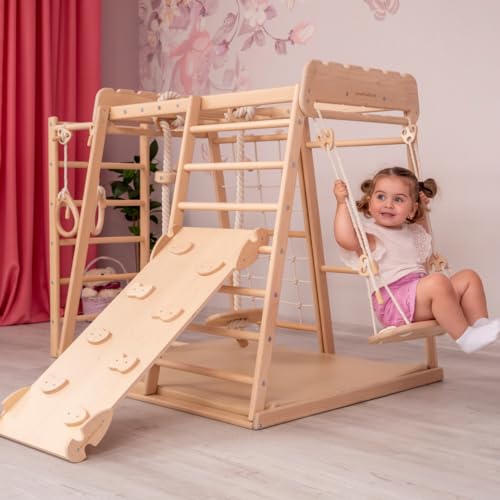 Wood And Hearts Indoor Wooden Jungle Gym for Toddlers Ages 1-4