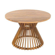 Christopher Knight Home Hachi Farmhouse Acacia Wood Round Dining Table, Patio Dining Room Table with Slatted Pedestal Base for Backyard/Garden, Heavy Duty Indoor/Outdoor Dining Table, Light Teak