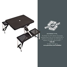 PICNIC TIME Los Angeles Chargers Picnic Table Portable Folding Table with Seats and Umbrella, (Black)
