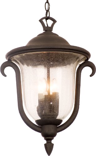 Kalco 9007MB Santa Barbara Outdoor 3-Light Medium Hanging Lantern, Textured Matte Black Finish