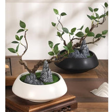 YXIANG56Q Fake Plants Chinese-Style Bonsai, Artificial Green Plants, Teahouse Tea Room Landscape Decoration Bonsai Tree(Black)