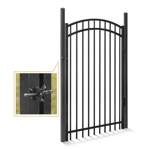 Fencer Wire Heavy Duty Flat Top X-Pattern Decorative Fence Gate Black 6FT x 4FT