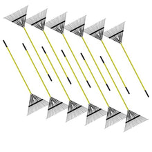 12 Pack 24 Steel Tine Leaf Rake Fiberglass Handle Black Garden Thatch Cleaning Rake