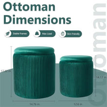 LHHAIUA Ottoman for Bedroom Dorm 1 Set Versatile Footstool Soft Upholstered Hidden Storage Under Desk Footrest(Green)