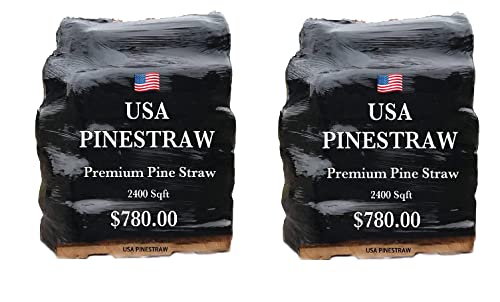 USA PINESTRAW Premium Long Needle Pine Straw Mulch - Covers 2400 Sqft (2 Set)