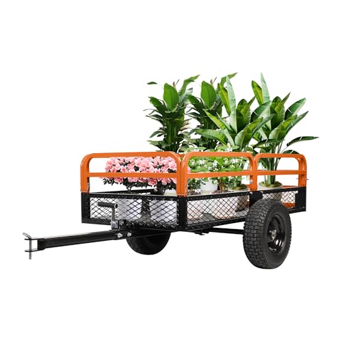 MegaChoice Heavy Duty ATV Dump Cart, 1500 Lbs HD Agricultural Trailer with Removable Sides, 15 Cubic Feet Garden Utility for Tractor Lawn Mower Garden