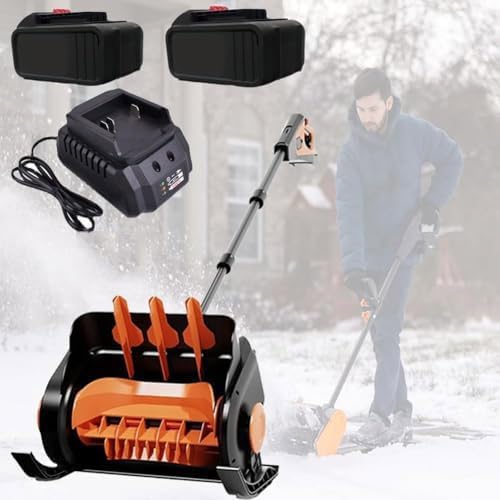 UILMLIO Cordless Snow Blowers, Electric Snow Sweeper with 2 Batteries, Adjustable Handle, Battery Powered Snow Shovel, Small Hand Push Snow Removal