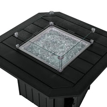 highwood Oasis 40" Fire Pit Table, 50,000 BTU with Glass Wind Guard and Rain Cover, Black