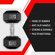 BK BodyKore Rubber Hex Dumbbell Set with 3 Tier Commercial Rack