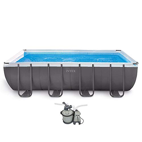 Intex Ultra Frame Rectangular Pool Set with Sand Filter Pump Gray