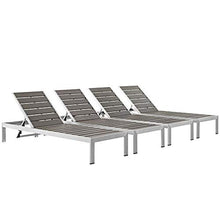 Ergode Shore Outdoor Patio Chaise Lounge Chair Set | Contemporary Design | Aluminum Frame | Easy Assembly | Clear Wheels | Non-Marking Foot Caps | Durable & Versatile | Set of 4