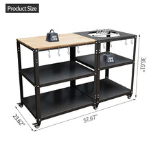 Grill Table for Big Green Egg Accessories,Compatible with L to MINI Models Big Green Egg,Kamado Joe,Heavy Duty Metal Outdoor Grill Station Prep Table with Storage