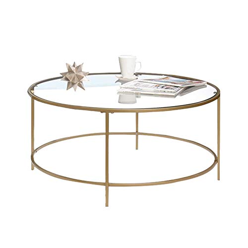 JHFSDFHKV Coffee Table Nordic Transparent Tempered Glass Living Room Sofa Table Balcony Garden Round Leisure Table，23.6''x17.7''