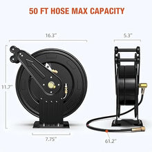 Retractable Pressure Washer Hose Reel, Heavy Duty Steel Hose Reel, Professional Power Wash Hose Reel, for Water, Oil, Air (Black 10m)