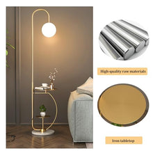 64" Standing Lamp for Bedroom, Industrial Metal Arc Floor Lamp with Tray Table & Marble Base Foot, 3 Color Temperature Adjustable Standing Lamp(Black)