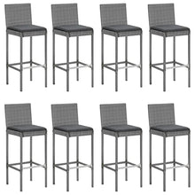 Molumvel 9 Piece Patio Bar Set, Poly Rattan Pub Furniture, Gray Cushions