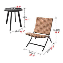 KPHYMOD 3 Piece Folding Chair Outdoor Bistro Sets with Wood Coffee Table Patio Conversation Furniture for Porch Balcony Lawn, Brown