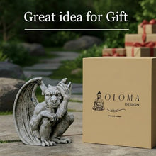 OLOMA Winged Sitting Gargoyle Concrete Statue Outdoor Mythical Creature Sculpture Gothic Beast Garden Ornament Medieval Lawn Patio Decor Weather Proof Accent Decor Fantasy Cement Figurine