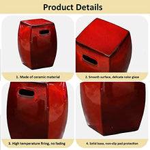 Ceramic Drum Table,Ceramic Drum Stool,Decorative Ceramic Garden Stool, Kiln Green Six-Sided Hollow Shoe Changing Stool Drum Stool, Suitable for Outdoor Garden,(Kiln Red)