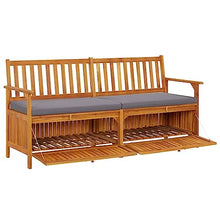 WDGJJFECNMUEHI Solid Acacia Wood Cushioned Storage Bench Grey 66.9