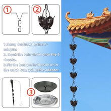 DFTDFYXYRain Chains 8.5FT Aluminum Hanging Outdoor Rain Chains Movable Hanging Replacement Rain Chain Gutters with Hooks and Fixings for Garden Rustproof Decorative Garden Ornaments,Black,8m(26.2ft)