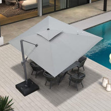 9' X 12' Double Top Rectangle Cantilever Patio Umbrella,Pebble Grey