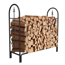 WXPWAMZ Cast Iron Firewood Rack, Large Firewood Log Rack for Wood Burning Stove/Under Eaves/Back Porch Storage Rack