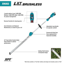 Makita XNU02T Lithium-Ion Brushless Cordless (5.0Ah) 18V LXT 24" Pole Hedge Trimmer Kit, Teal