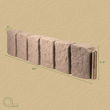 Beuta Landscape Edging | Garden Edging Border | Polyrock Block XL for Lawn Edging, Flower Beds & Yard Edging – 4 Pack | Each Section Has 6 Blocks 48" L x 4" W x 9.5" H | 12 Spikes | Sandstone