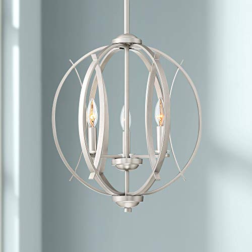 Spherical 16" Wide Brushed Nickel 3-Light Globe Pendant Light Fixture