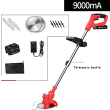 Lawn Mowers Household Lawn Mower New Metal Material ELD Lawn Mower Small Electric Lawn Mower Lightweight and Convenient Household Lawn Mower (Red Battery*2)