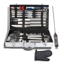 BBQ Grill Tools Set,Stainless Steel Accessories with Meat Thermometer Injector,Complete Grill Kit for Foodies,Cooks,Camping Lovers