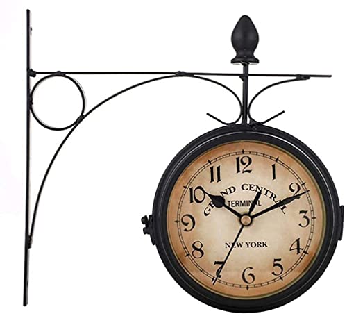 SLGGPJBU Double Sided Wall Clock,Retro Wall Clock Outdoor Garden Wall Clock Outdoor Indoor Garden Wall Clock,Silent Non Ticking