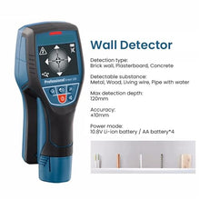 Professional Wall Stud Finder Multifunction Digital Scanner for Live Wires Cable PVC Metal Wood Finding(D-tect 120)