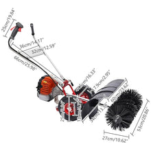 52CC 2.5HP Gas Powered Walk-Behind Sweeper, 2-Stroke Single Cylinder Artificial Grass Brush for Driveway, Turf & Snow Cleaning, 8500-10500 RPM Commercial Grade Broom
