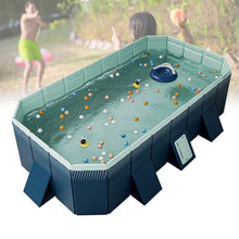 CHSUFBTY Portable Collapsible Swimming Pool - Quick Setup, Space-Saving Foldable Design, Double Drain - 3m Family Size(Tianzhu Blue,116 * 64.9 * 21.6in)