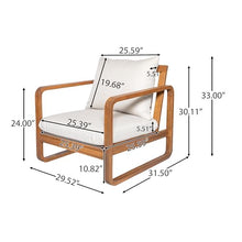 Christopher Knight Home Lewen Acacia Wood Lounge Chair Outdoor Set of 2 with Removable Cushion, Wooden Patio Accent Chair, Patio Garden Comfy Reading Chair, Teak+Beige