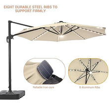 SANLUCE FLAME&SHADE 11FT Patio Umbrella with Solar Lights Sand