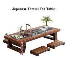 WXFJHH Japanese Style Floor Table Set with 4 Stools Wooden Coffee Table Tatami Tea Table Low Sitting Table Vintage Kotatsu Dining Table Brown 120x60x35cm(140x60x35cm)