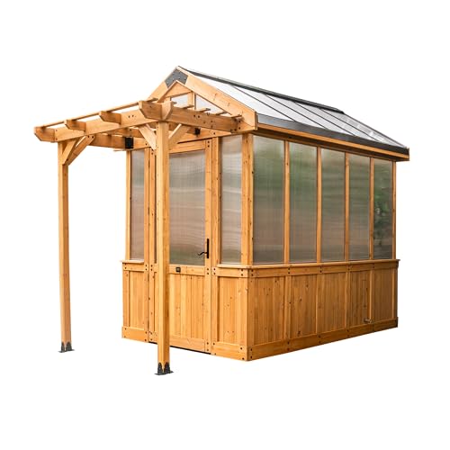 Backyard Discovery Bellerose 9' x 6' Cedar Wood Greenhouse Kit Light Brown