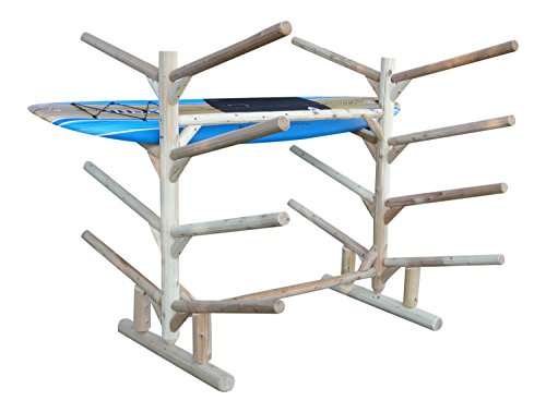 Log Kayak Rack 8 Place Kayak or SUP Rack Natural Finish