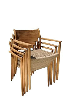 WholesaleTeak Grade-A Teak Wood Luxurious Solo Amilo Stacking Arm Chairs Set of 4 Teak