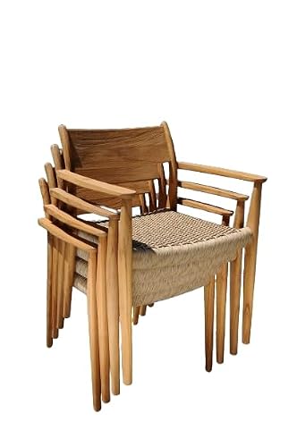 WholesaleTeak Qty 4 - Grade-A Teak Wood Luxurious Solo/Single Amilo Stacking Arm Chairs #16AMAA