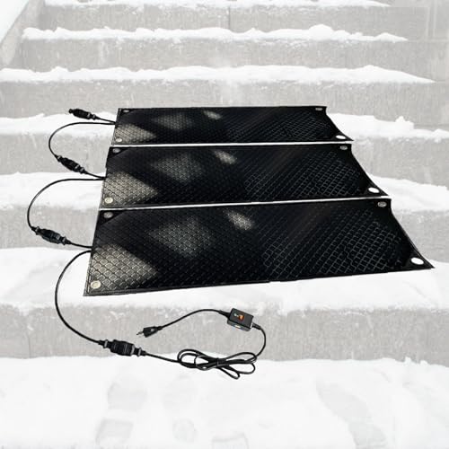 iumLeap Heated Snow Melting Mats - Rubber Ice & Snow Pads with 5ft Power Cord for Walkways, Steps, Decks, and Sidewalks - Available in 1 to 5 Pack Options, 3 Piece-10 * 48in