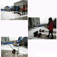 Snow Shovel with Wheels Heavy Duty Metal Rolling Snow Pusher with 10 Inch Polypropylene Wheels and Adjustable Aluminum Handle Rolling Snow Plow Removal Tool for Driveway Doorway Snow Pusher
